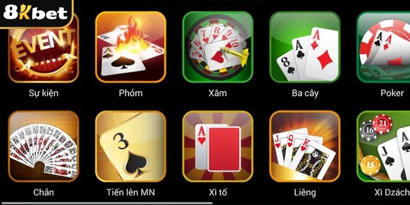 Giao diện game bài 8kbet thiết kế sang trọng và dễ sử dụng